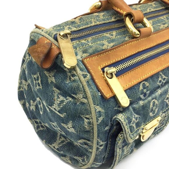 Authentic LOUIS VUITTON Monogram Denim Neo Speedy 30 Blue Handbag Shoulder Bag - Picture 9 of 16